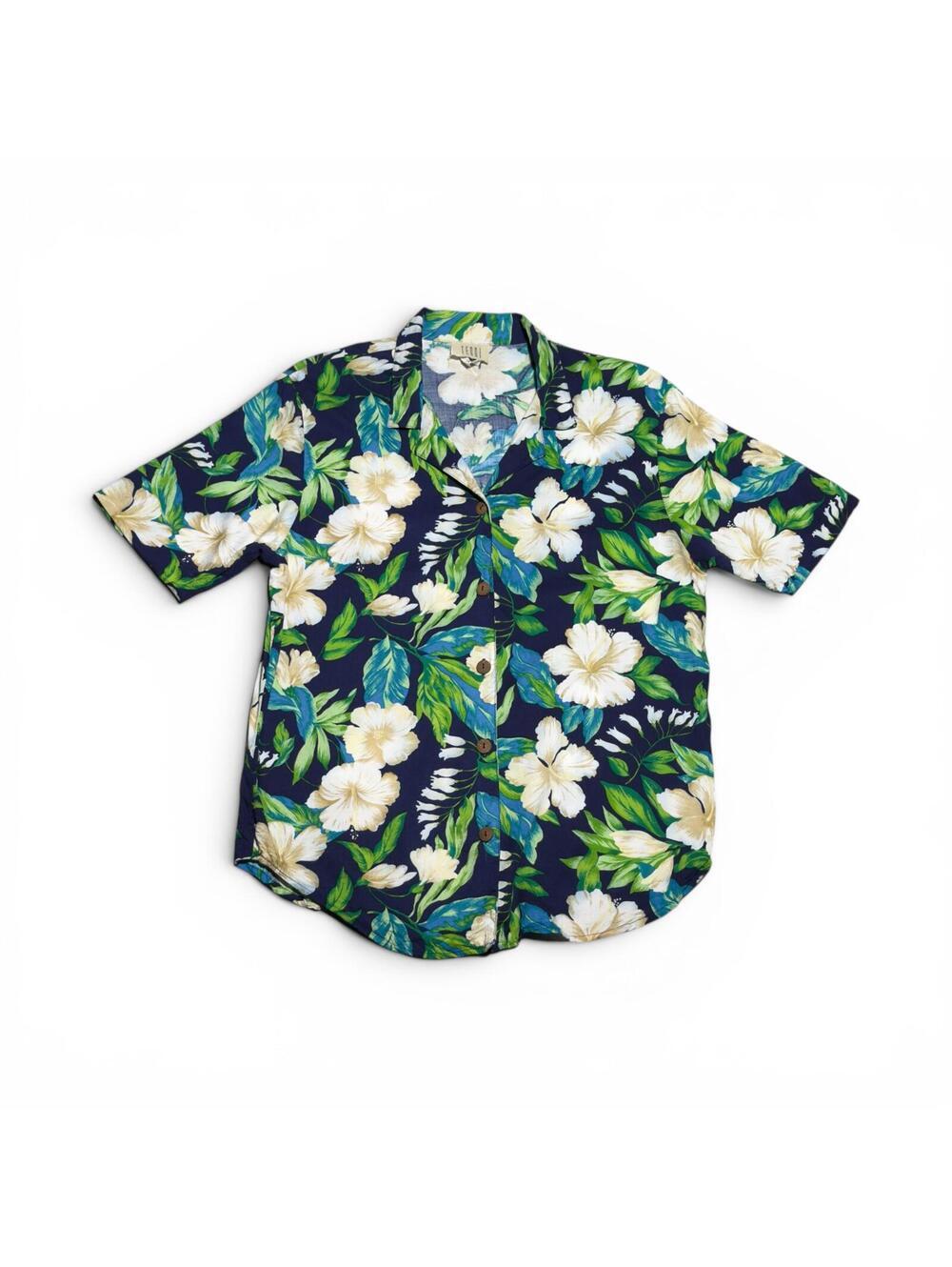 Vintage Teddi Men's Hawaiian Floral Short Sleeve Button-Up Shirt Medium